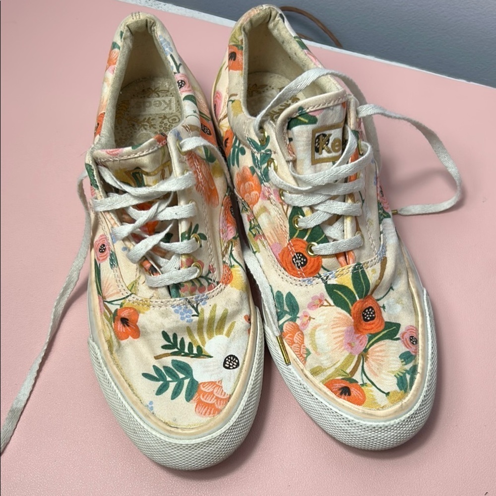 Keds Rifle Paper Co Cream Canvas Floral Sneakers
